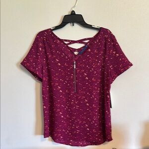 Apt. 9 Purple Zipper Relaxed Blouse